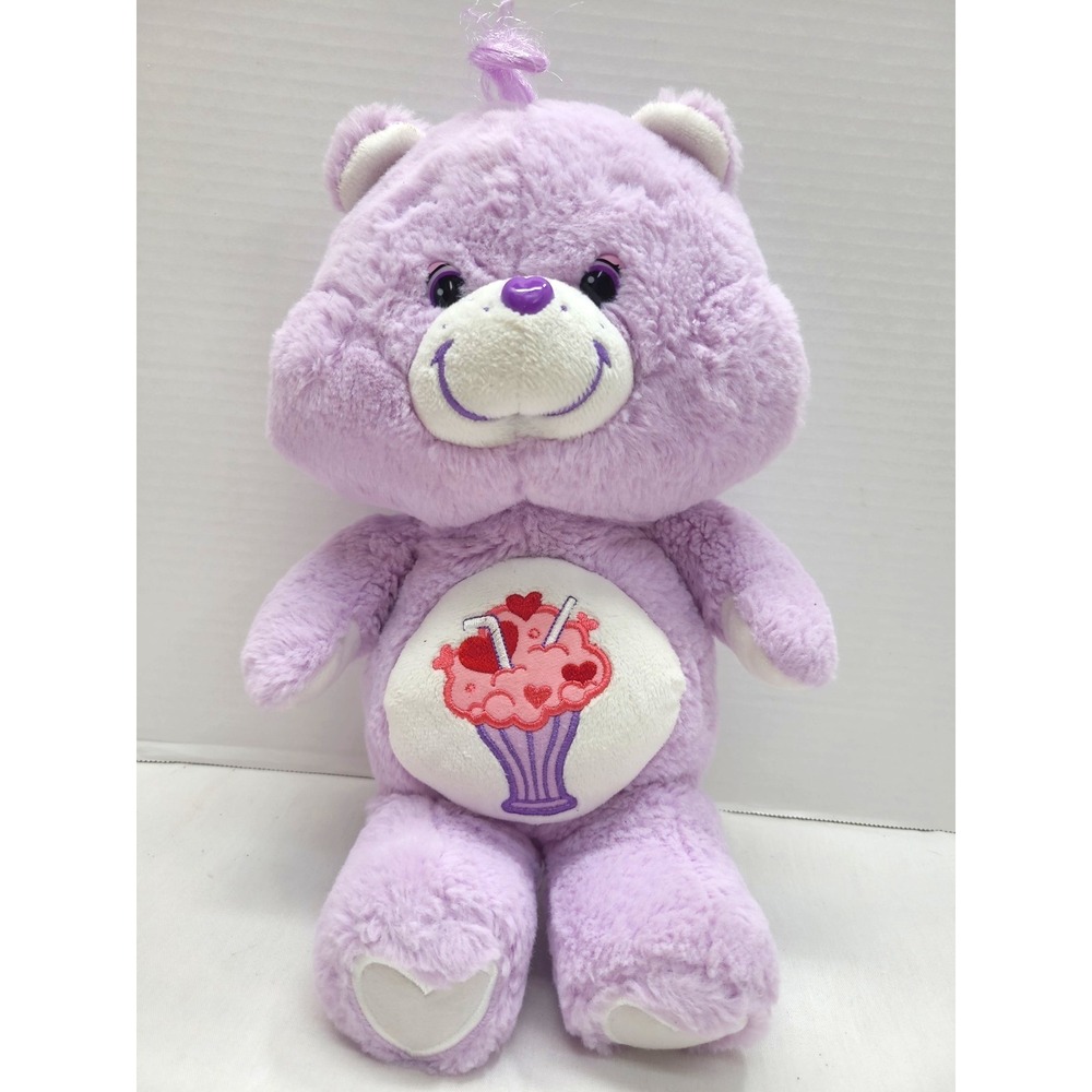 CARE BEAR 2017 Ice Cream Milkshake Hearts 13" Lavender‎ Purple Plush